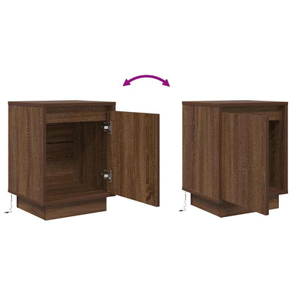 Nachtkastje met LED-verlichting 38x34x50 cm bruin eiken
