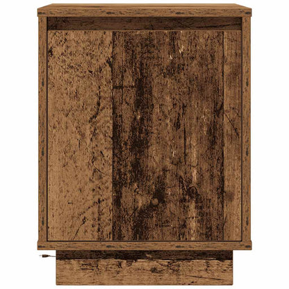 Nachtkastje met LED-verlichting 38x34x50 cm oud hout