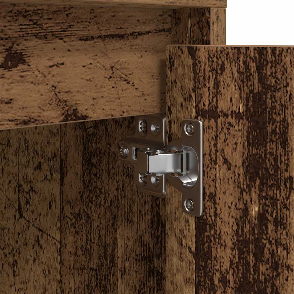 Nachtkastje met LED-verlichting 38x34x50 cm oud hout