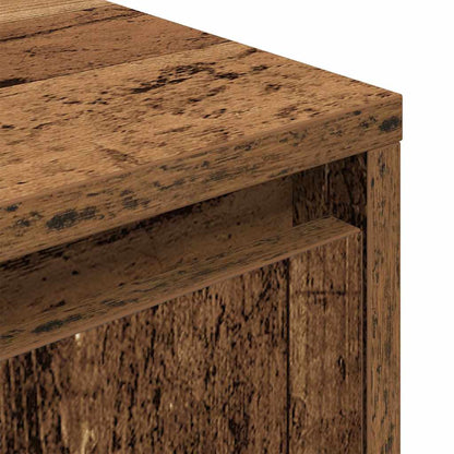 Nachtkastje met LED-verlichting 38x34x50 cm oud hout