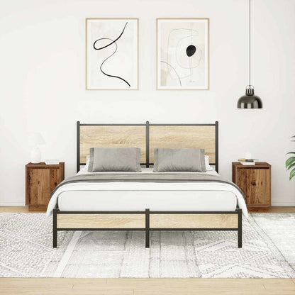 Nachtkastjes met led-verlichting 2 st 38x34x50 cm oud hout