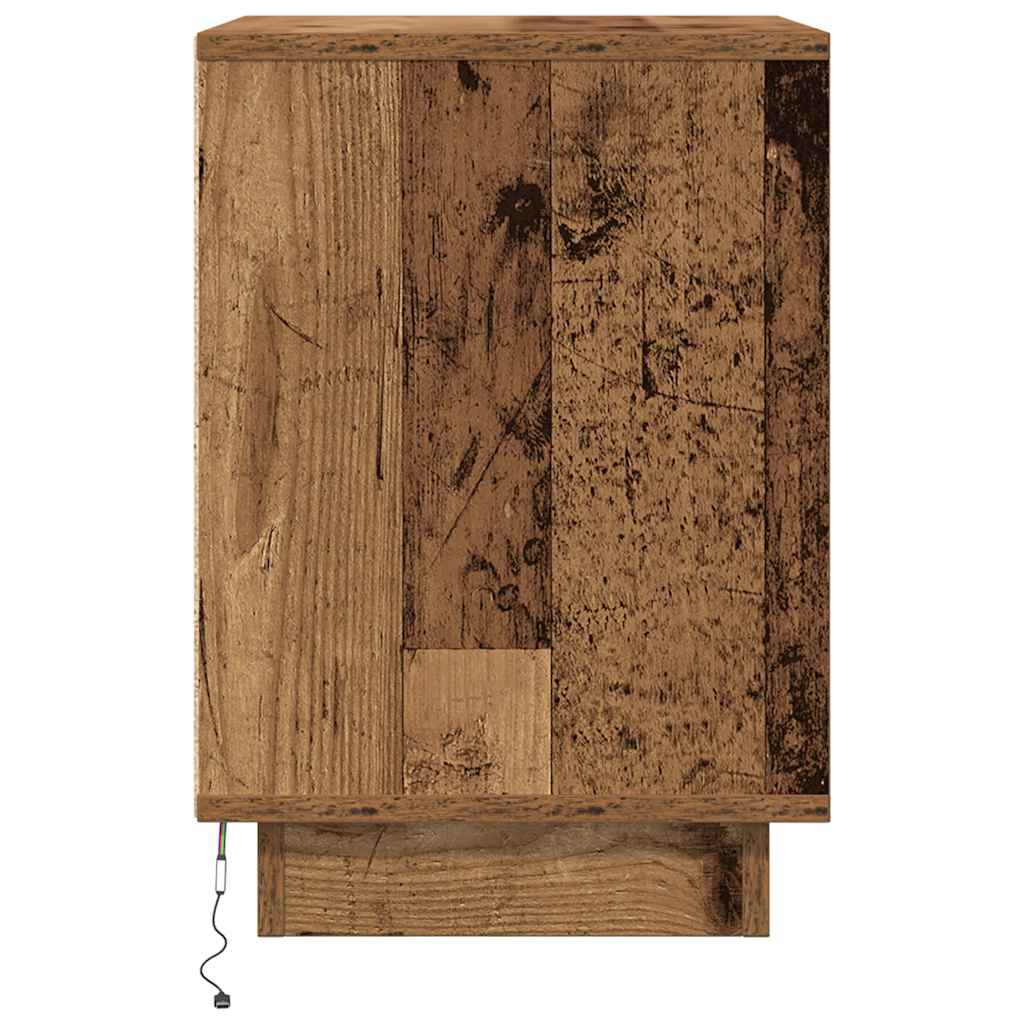 Nachtkastjes met led-verlichting 2 st 38x34x50 cm oud hout