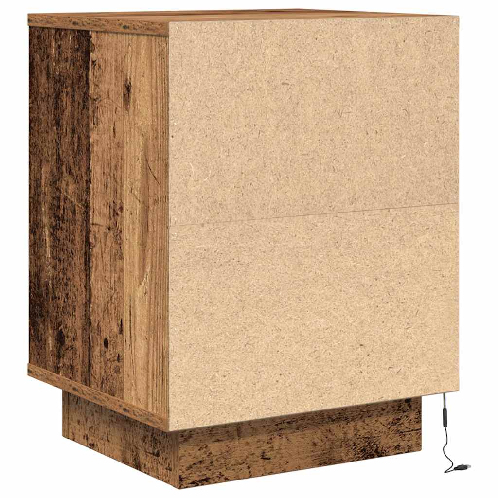 Nachtkastjes met led-verlichting 2 st 38x34x50 cm oud hout
