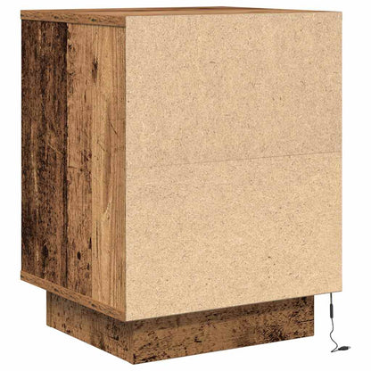 Nachtkastjes met led-verlichting 2 st 38x34x50 cm oud hout