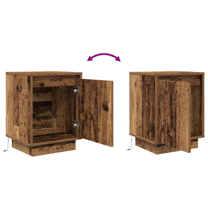Nachtkastjes met led-verlichting 2 st 38x34x50 cm oud hout