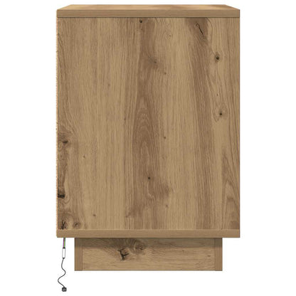Nachtkastje met LED-verlichting 38x34x50 cm artisanaal eiken