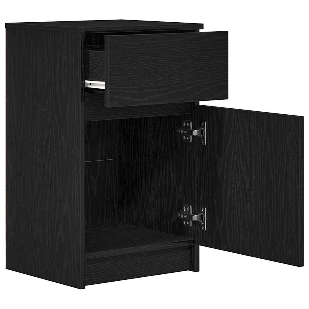 Nachtkastje 39x35x65 cm bewerkt hout zwart