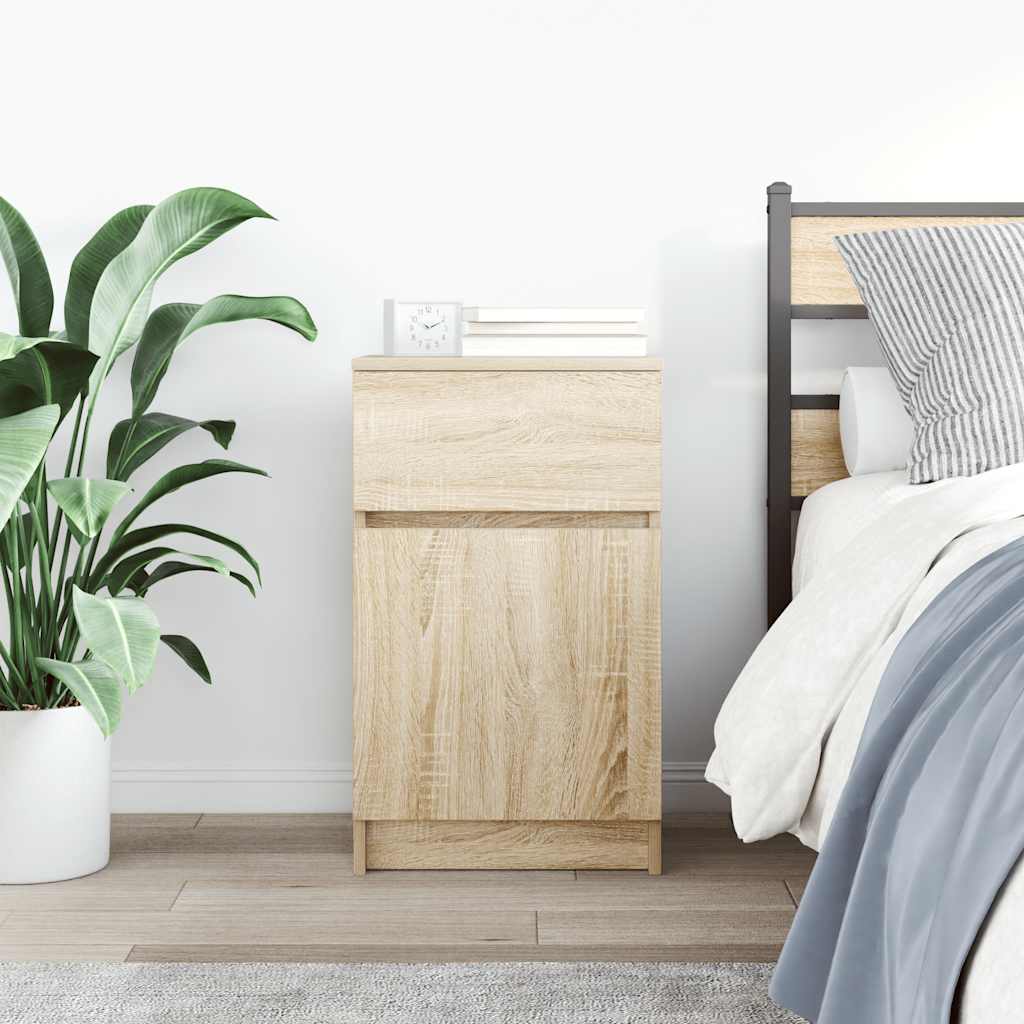 Nachtkastje 39x35x65 cm bewerkt hout sonoma eikenkleurig