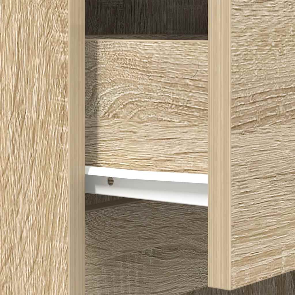 Nachtkastje 39x35x65 cm bewerkt hout sonoma eikenkleurig