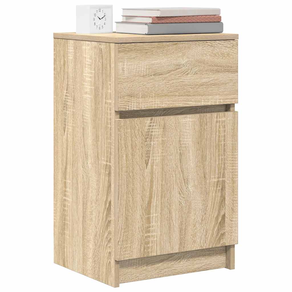 Nachtkastje 39x35x65 cm bewerkt hout sonoma eikenkleurig