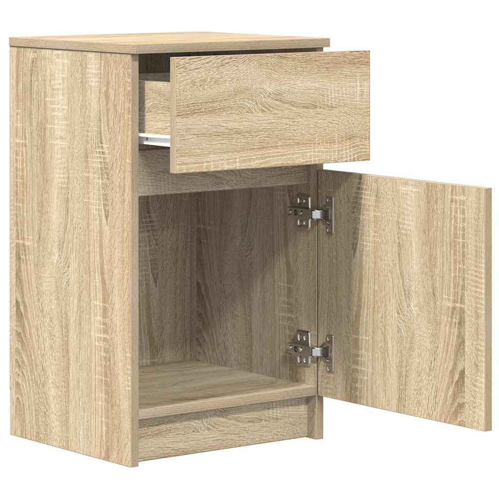 Nachtkastje 39x35x65 cm bewerkt hout sonoma eikenkleurig
