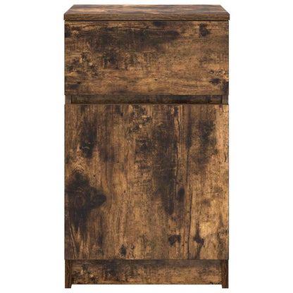Nachtkastje 39x35x65 cm bewerkt hout gerookt eikenkleurig