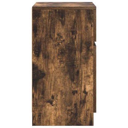 Nachtkastje 39x35x65 cm bewerkt hout gerookt eikenkleurig