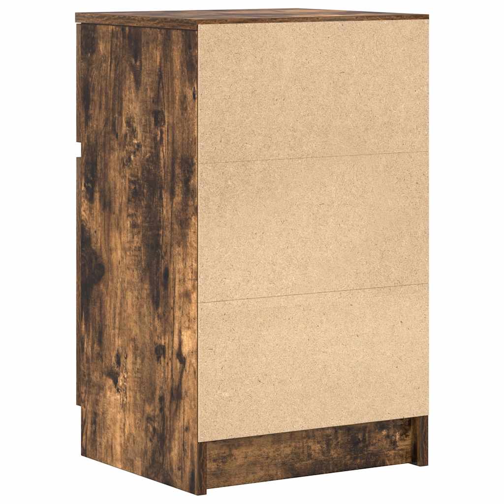 Nachtkastje 39x35x65 cm bewerkt hout gerookt eikenkleurig
