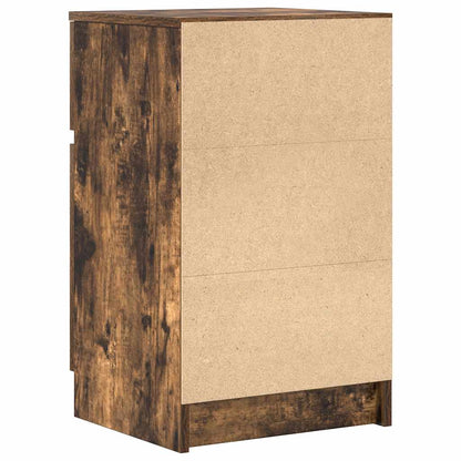 Nachtkastje 39x35x65 cm bewerkt hout gerookt eikenkleurig