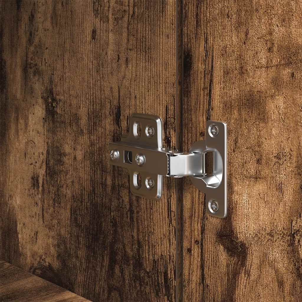 Nachtkastje 39x35x65 cm bewerkt hout gerookt eikenkleurig