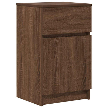 Nachtkastje 39x35x65 cm bewerkt hout bruin eikenkleur