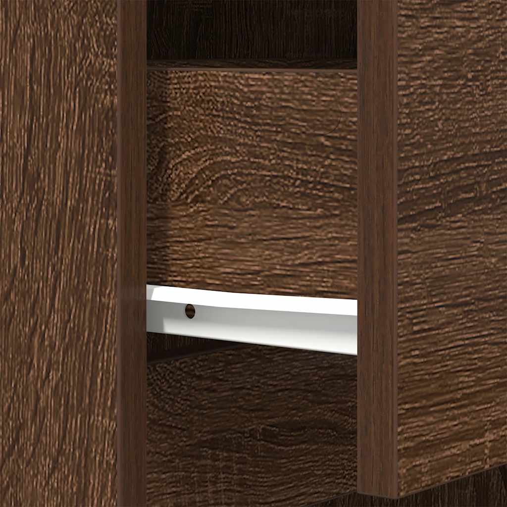Nachtkastje 39x35x65 cm bewerkt hout bruin eikenkleur