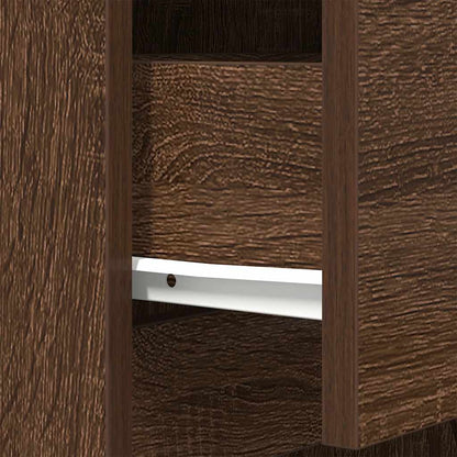 Nachtkastje 39x35x65 cm bewerkt hout bruin eikenkleur