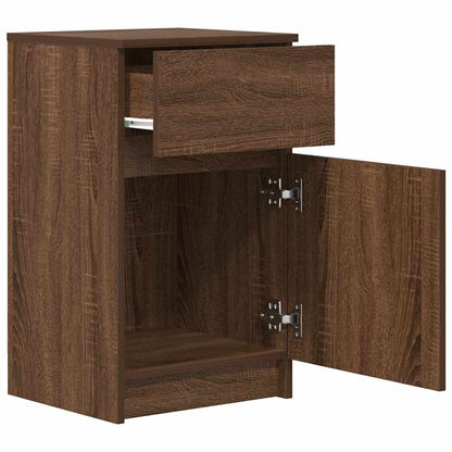 Nachtkastje 39x35x65 cm bewerkt hout bruin eikenkleur