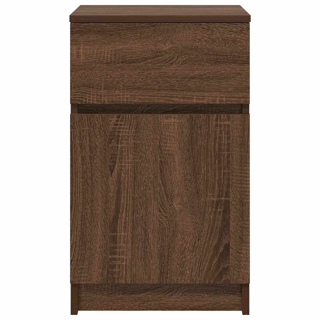 Nachtkastje 39x35x65 cm bewerkt hout bruin eikenkleur