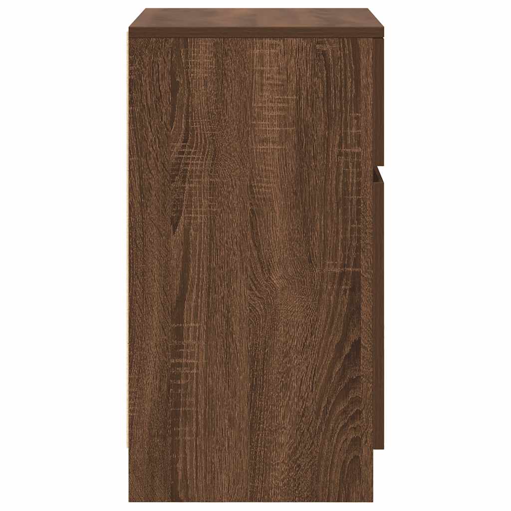 Nachtkastje 39x35x65 cm bewerkt hout bruin eikenkleur