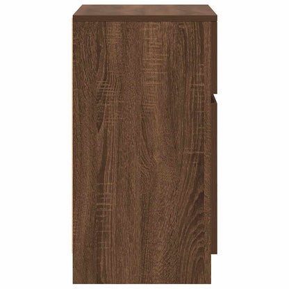 Nachtkastje 39x35x65 cm bewerkt hout bruin eikenkleur