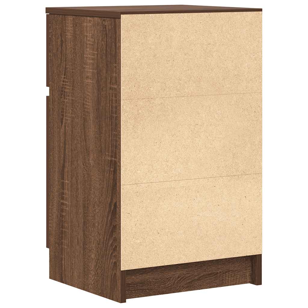 Nachtkastje 39x35x65 cm bewerkt hout bruin eikenkleur