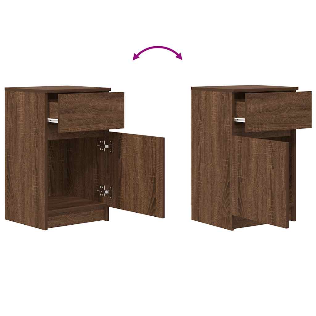 Nachtkastje 39x35x65 cm bewerkt hout bruin eikenkleur