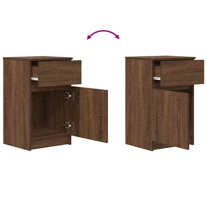 Nachtkastje 39x35x65 cm bewerkt hout bruin eikenkleur
