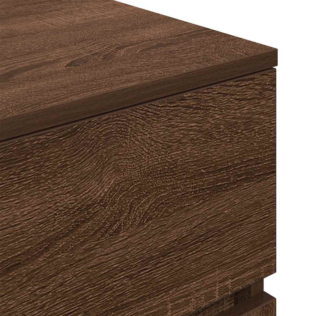 Nachtkastje 39x35x65 cm bewerkt hout bruin eikenkleur