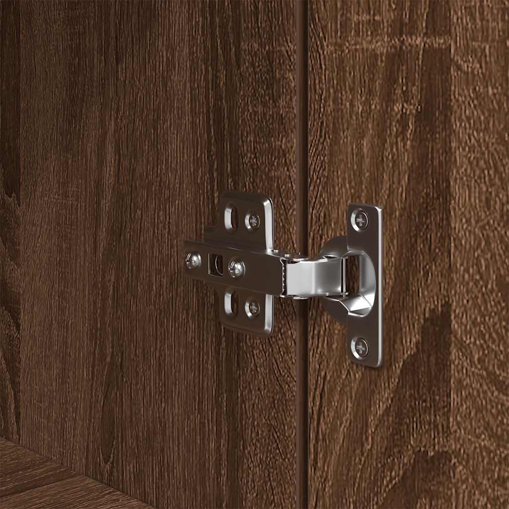 Nachtkastje 39x35x65 cm bewerkt hout bruin eikenkleur
