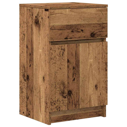 Nachtkastje 39x35x65 cm bewerkt hout oud houtkleurig