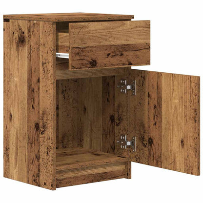 Nachtkastje 39x35x65 cm bewerkt hout oud houtkleurig
