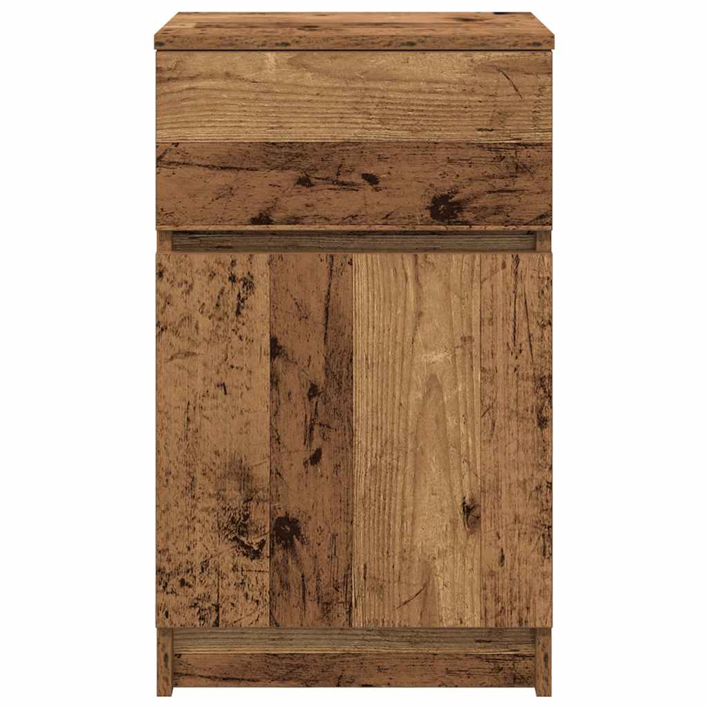 Nachtkastje 39x35x65 cm bewerkt hout oud houtkleurig
