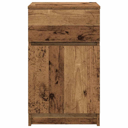 Nachtkastje 39x35x65 cm bewerkt hout oud houtkleurig