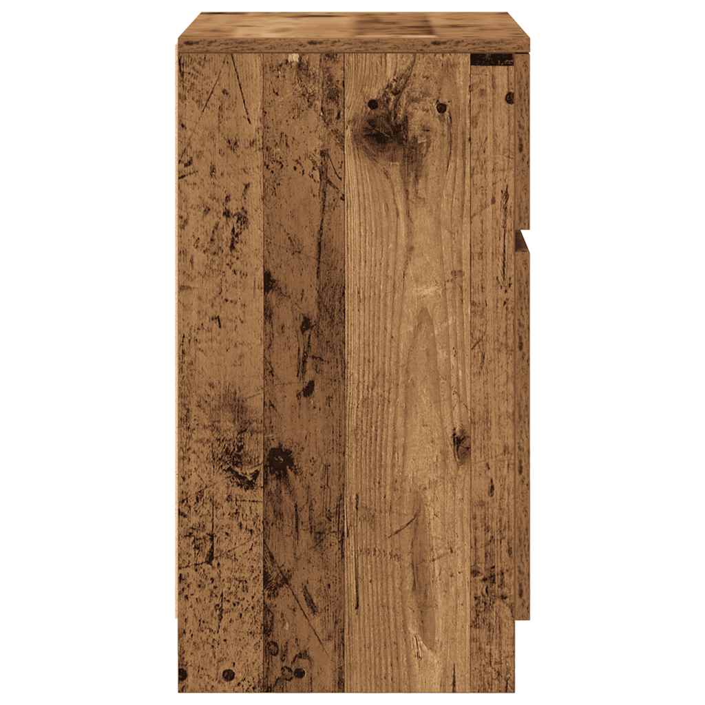 Nachtkastje 39x35x65 cm bewerkt hout oud houtkleurig