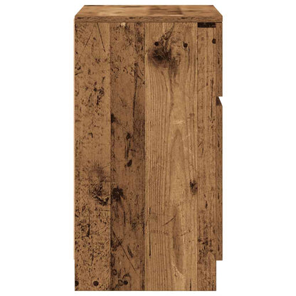 Nachtkastje 39x35x65 cm bewerkt hout oud houtkleurig
