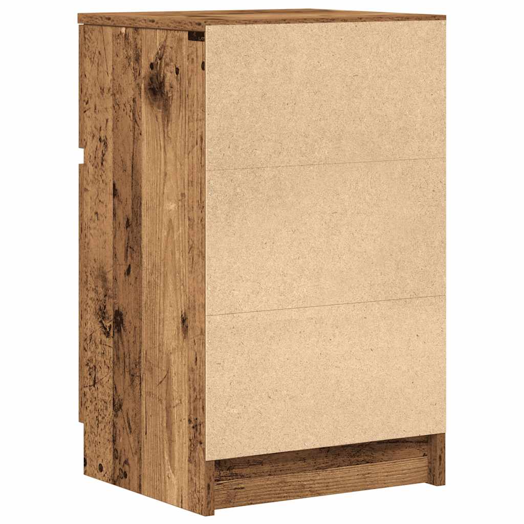Nachtkastje 39x35x65 cm bewerkt hout oud houtkleurig