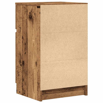 Nachtkastje 39x35x65 cm bewerkt hout oud houtkleurig