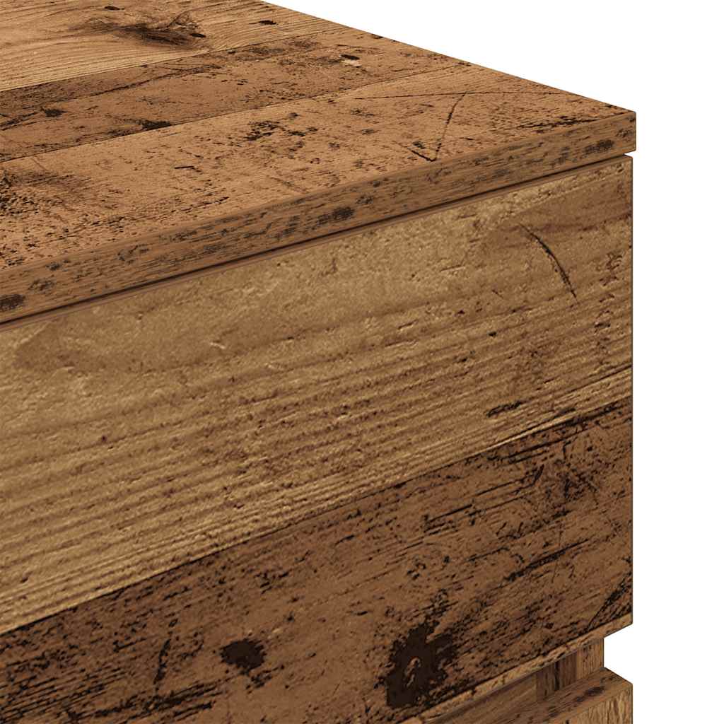 Nachtkastje 39x35x65 cm bewerkt hout oud houtkleurig