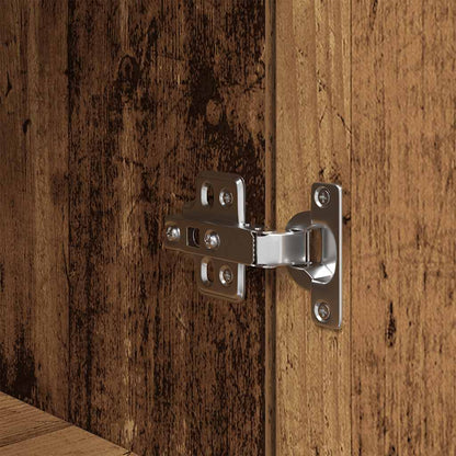 Nachtkastje 39x35x65 cm bewerkt hout oud houtkleurig