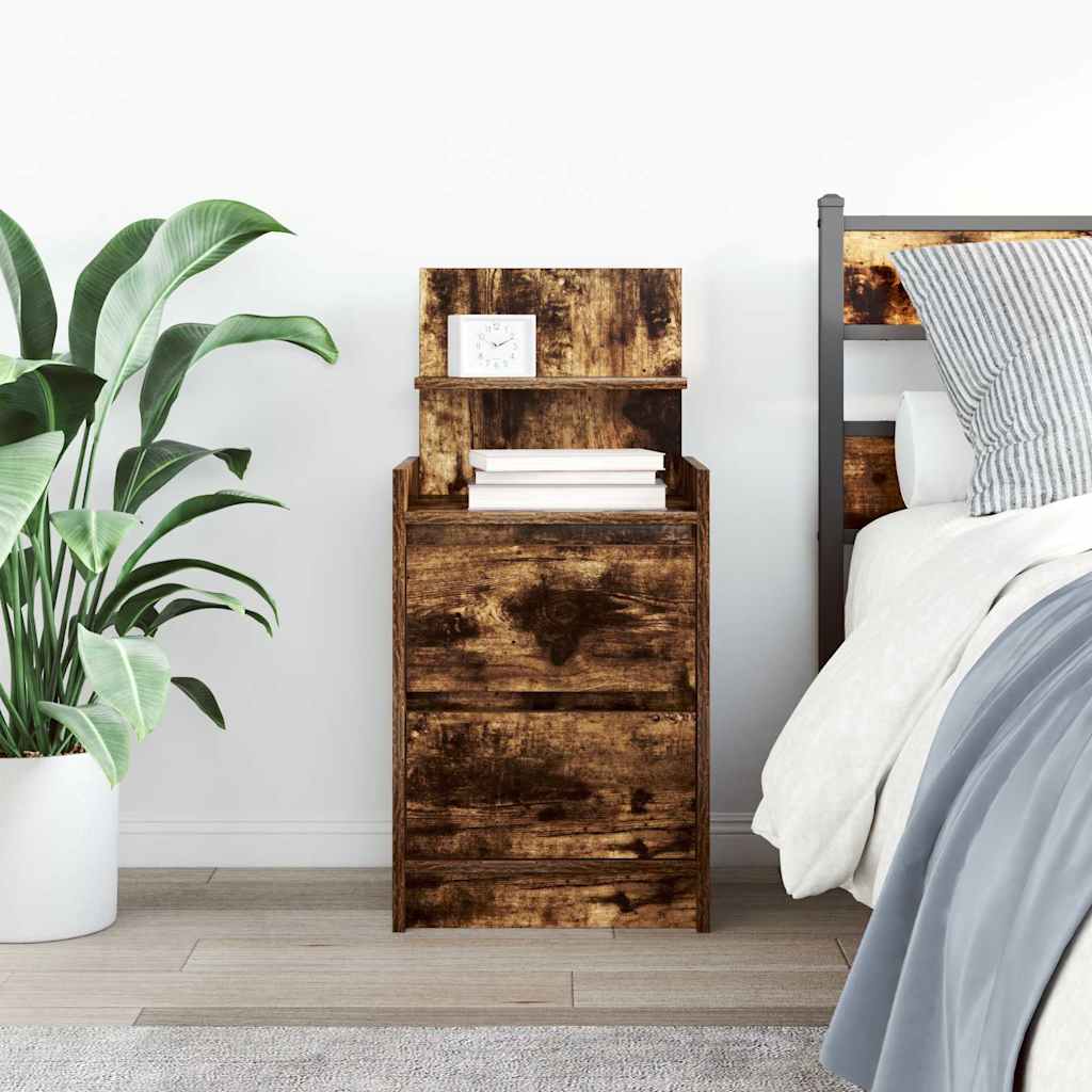 Nachtkastje met 2 lades 38x34x80 cm gerookt eikenkleurig