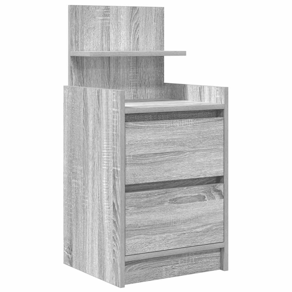 Nachtkastje met 2 lades 38x34x80 cm grijs sonoma eikenkleurig