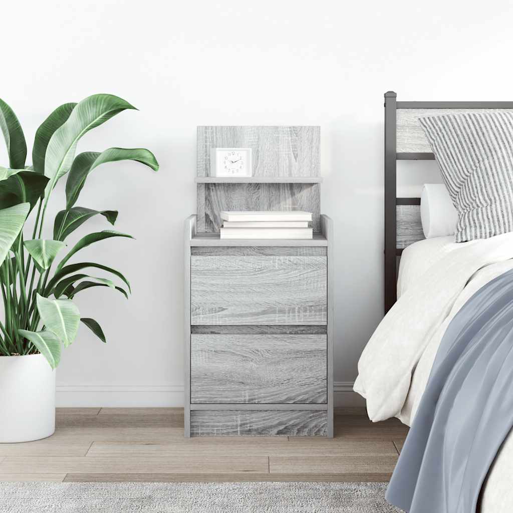 Nachtkastje met 2 lades 38x34x80 cm grijs sonoma eikenkleurig