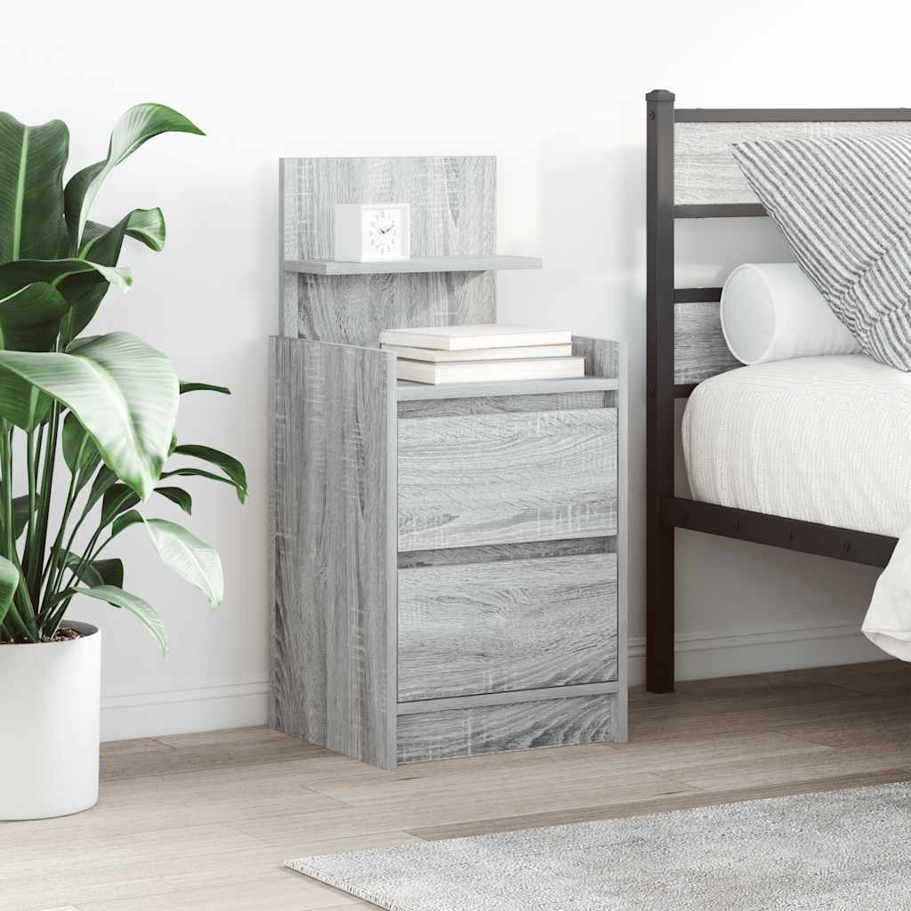 Nachtkastje met 2 lades 38x34x80 cm grijs sonoma eikenkleurig