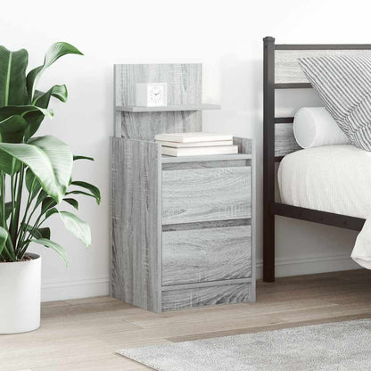 Nachtkastje met 2 lades 38x34x80 cm grijs sonoma eikenkleurig