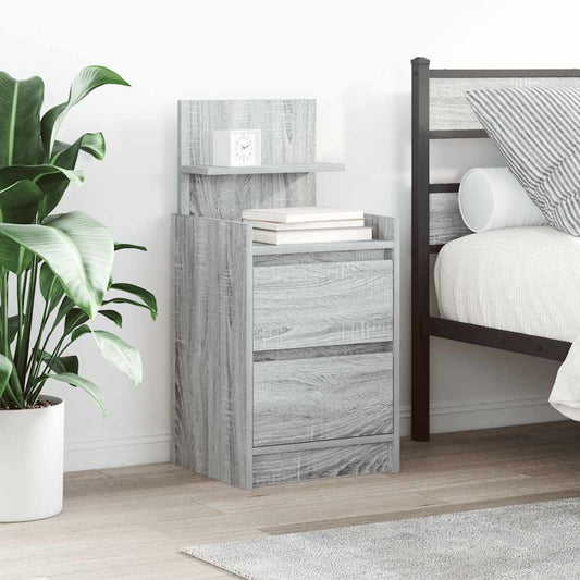 Nachtkastje met 2 lades 38x34x80 cm grijs sonoma eikenkleurig