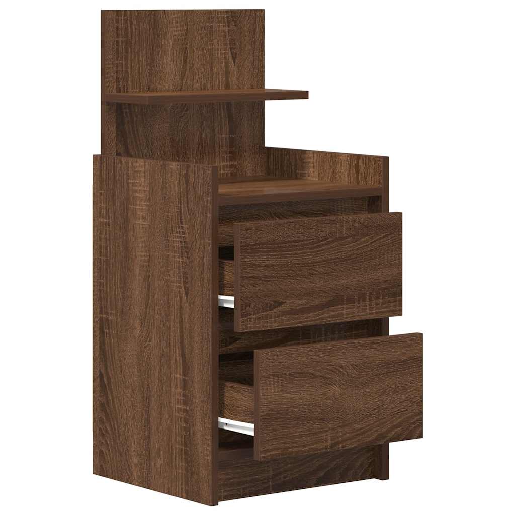 Nachtkastje met 2 lades 38x34x80 cm bruin eikenkleur