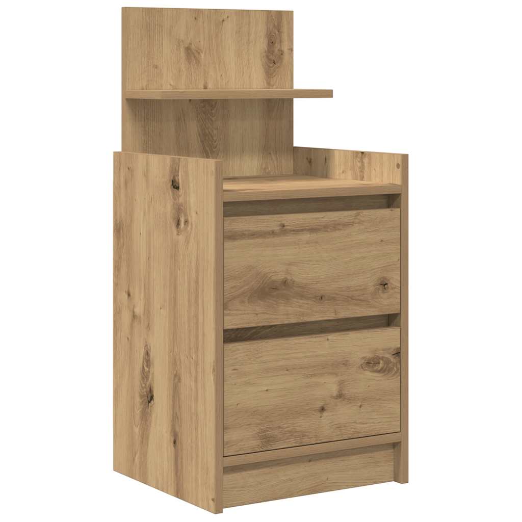 Nachtkastje met 2 lades 38x34x80 cm artisanaal eikenkleurig